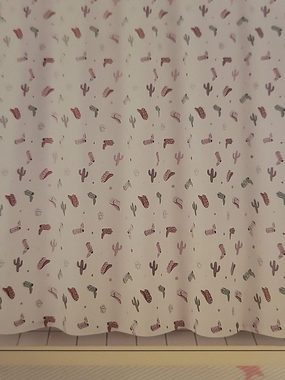 Rachel Zoe Pink and Green Cactus Pattern Shower Curtain